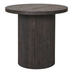 Table d'appoint ronde pied central relief mdf effet bois fonc