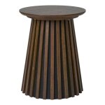 Table d'appoint ronde pied central relief mdf placage chne fum
