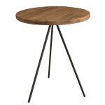 Table d'appoint ronde pin recyclé pieds métal noir d45 Table d'appoint ronde pin recyclé pieds métal noir d45
