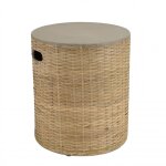 Table d'appoint ronde plateau en bton socle en bambou naturel