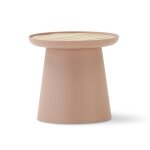 Table d'appoint ronde en polypropylne rose plateau en bois d50
