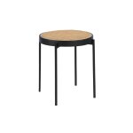 Table d'appoint ronde en rotin et acier