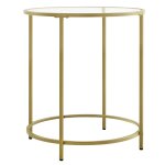 Table d appoint ronde en verre tremp dor mtallique et transparent