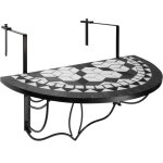 Table de balcon en acier mosaque et ciment 75x65x62cm noir / blanc