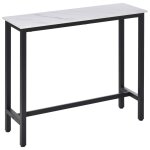 Table de bar 100h cm châssis acier noir plateau aspect marbre blanc Table de bar 100h cm châssis acier noir plateau aspect marbre blanc
