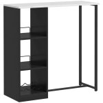 Table de bar design aspect marbre blanc - 3 niches, range - bouteilles