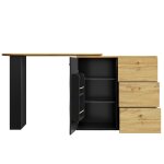 Table de bar extensible 360° noire et effet bois verre motif ondulé Table de bar extensible 360° noire et effet bois verre motif ondulé