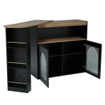 Table de bar extensible noir avec rangement et bande lumineuse led
