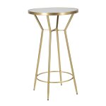 Table de bar en métal doré avec plateau en verre miroir Ø 60x105 cm Table de bar en métal doré avec plateau en verre miroir Ø 60x105 cm