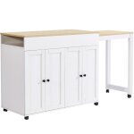Table de bar moderne extensible effet bois et blanc