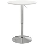 Table de bar rglable en hauteur en bois et acier argent blanc