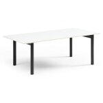 Table basse 120x60 cm cramique blanc pieds droits