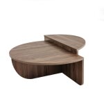 Table basse 2 demis - cercles en panneaux de particules diam. 90cm marron Table basse 2 demis - cercles en panneaux de particules diam. 90cm marron