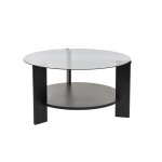 Table basse 2 plateaux 1 en verre fumé d75 cm - effet bois noir Table basse 2 plateaux 1 en verre fumé d75 cm - effet bois noir