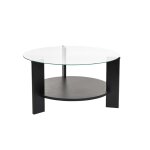 Table basse 2 plateaux 1 en verre trempé d75 cm - effet bois noir Table basse 2 plateaux 1 en verre trempé d75 cm - effet bois noir