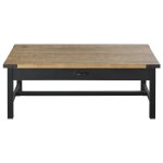 Table basse 2 tiroirs en bois de manguier massif et mtal noir l110