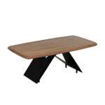 Table basse acacia huil plateau naturel pieds acier 110x60x41cm