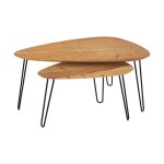 Table basse d'acacia ovale gigogne en bois (lot de 2) Table basse d'acacia ovale gigogne en bois (lot de 2)