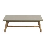 Table basse en acacia avec plateau en ciment gris clair 70x120 cm