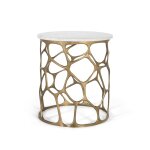 Table basse artisanale en marbre et aluminium