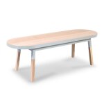 Table basse banc 140 cm, 100% frêne massif blanc balisson Table basse banc 140 cm, 100% frêne massif blanc balisson
