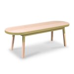 Table basse banc 140 cm, 100% frêne massif jaune lunaire Table basse banc 140 cm, 100% frêne massif jaune lunaire