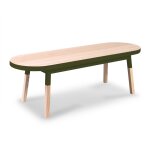 Table basse banc 140 cm, 100% frne massif vert lancieux