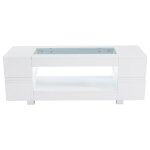 Table basse blanche moderne verre trempé avec éclairage led 100x50x35 Table basse blanche moderne verre trempé avec éclairage led 100x50x35