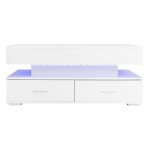 Table basse blanche plateau relevable  hauteur rglable 2 tiroirs