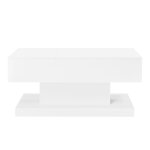 Table basse blanche relevable avec éclairage led et 1 tiroir Table basse blanche relevable avec éclairage led et 1 tiroir