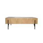 Table basse en bois clair avec 2 grands tiroirs Table basse en bois clair avec 2 grands tiroirs