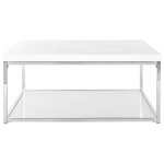 Table basse en bois embouti argent, 90 x 90 x 40 cm
