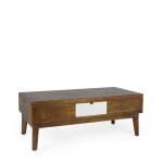 Table basse en bois marron et blanc l 112 cm