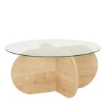 Table basse en bois et plateau en verre Table basse en bois et plateau en verre