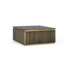 Table basse en bois recouverte de bronze et plateau en marbre