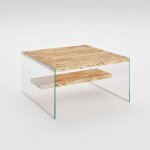 Table basse carre 1 tagre en bois marron clair