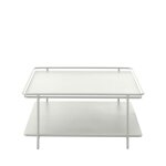Table basse carre 2 plateaux en mtal 75x75cm - blanc