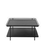 Table basse carre 2 plateaux en mtal 75x75cm - noir