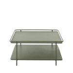 Table basse carre 2 plateaux en mtal 75x75cm - vert olive