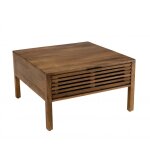 Table basse carrée 70x70cm en bois de manguier 2 tiroirs ajourés Table basse carrée 70x70cm en bois de manguier 2 tiroirs ajourés