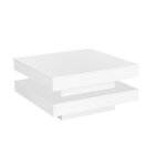 Table basse carr�e blanche laqu�e avec �clairage led