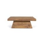 Table basse carrée en bois de manguier massif, finition naturelle Table basse carrée en bois de manguier massif, finition naturelle