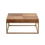 Table basse carrée en bois avec socle doré Table basse carrée en bois avec socle doré