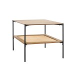 Table basse carre effet bois naturel et cannage