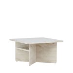 Table basse carre effet marbre 75x75cm - beige