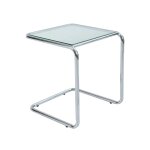 Table basse carre l50 cm en mtal et en verre transparent