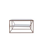 Table basse carrée en métal marron double plateau en verre l70 Table basse carrée en métal marron double plateau en verre l70