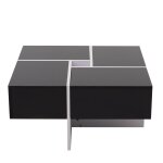 Table basse carrée noir brillant et blanc avec 4 tiroirs 70x70x35cm Table basse carrée noir brillant et blanc avec 4 tiroirs 70x70x35cm