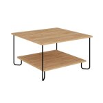 Table basse carrée avec pieds en métal l80 cm - effet chêne artisan Table basse carrée avec pieds en métal l80 cm - effet chêne artisan
