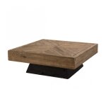 Table basse carrée en pin recyclé piètement noir l99 Table basse carrée en pin recyclé piètement noir l99